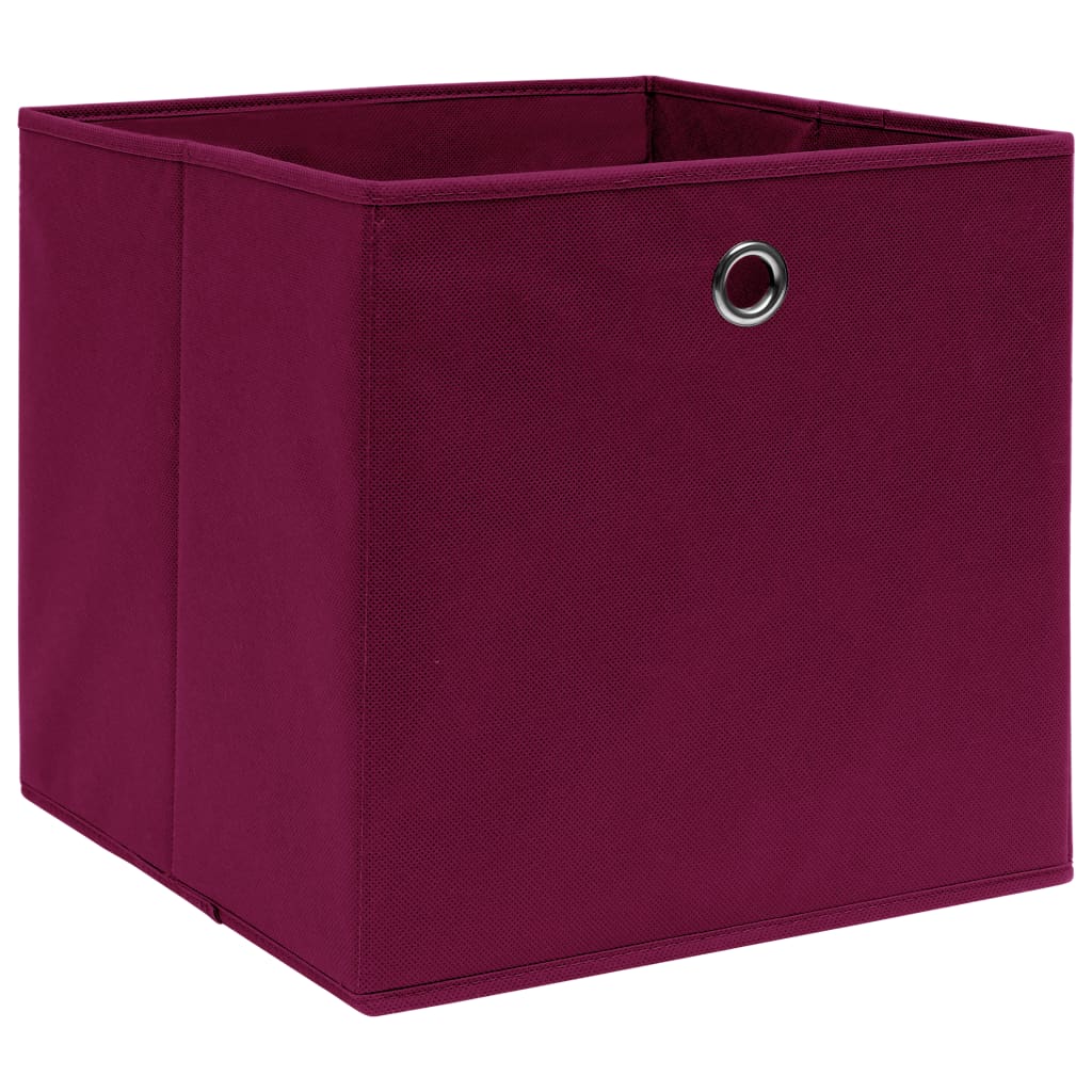 Scatole con Coperchi 4pz Rosso Scuro 32x32x32 cm Tessuto 288341