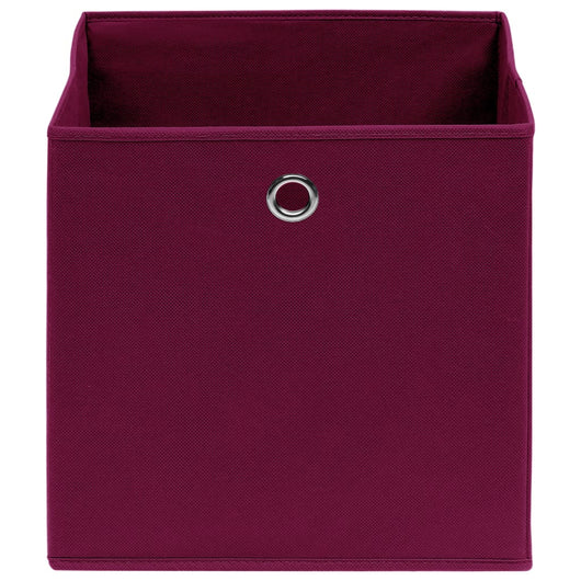 Scatole con Coperchi 4pz Rosso Scuro 32x32x32 cm Tessuto 288341