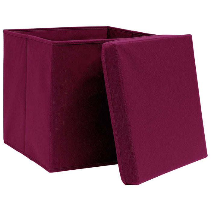 Scatole con Coperchi 10 pz Rosso Scuro 32x32x32 cm in Tessuto cod mxl 49772