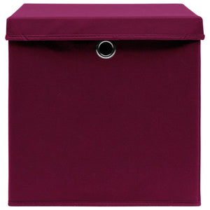 Scatole con Coperchi 10 pz Rosso Scuro 32x32x32 cm in Tessuto cod mxl 49772