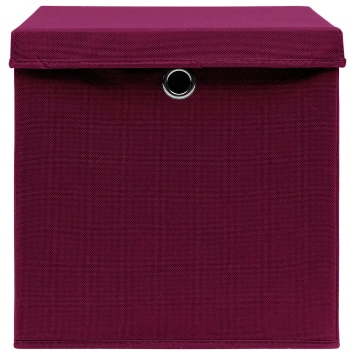 Scatole con Coperchi 10 pz Rosso Scuro 32x32x32 cm in Tessuto cod mxl 49772