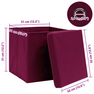 Scatole con Coperchi 10 pz Rosso Scuro 32x32x32 cm in Tessuto cod mxl 49772