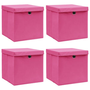 Scatole con Coperchi 4 pz Rosa 32x32x32 cm in Tessuto cod mxl 66889