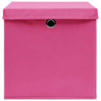 Scatole Portaoggetti con Coperchi 4pz Rosa 32x32x32 cm Tessuto 288346