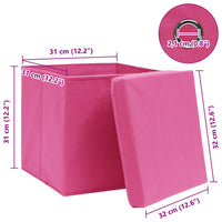 Scatole Portaoggetti con Coperchi 4pz Rosa 32x32x32 cm Tessuto 288346