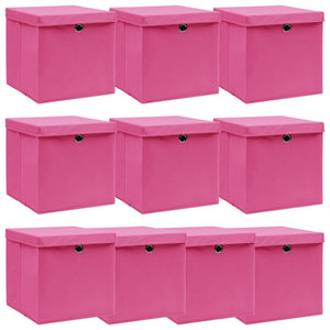Scatole con Coperchi 10 pz Rosa 32x32x32 cm in Tessuto cod mxl 40568