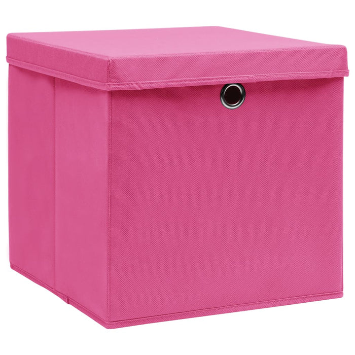 Scatole con Coperchi 10 pz Rosa 32x32x32 cm in Tessuto cod mxl 40568