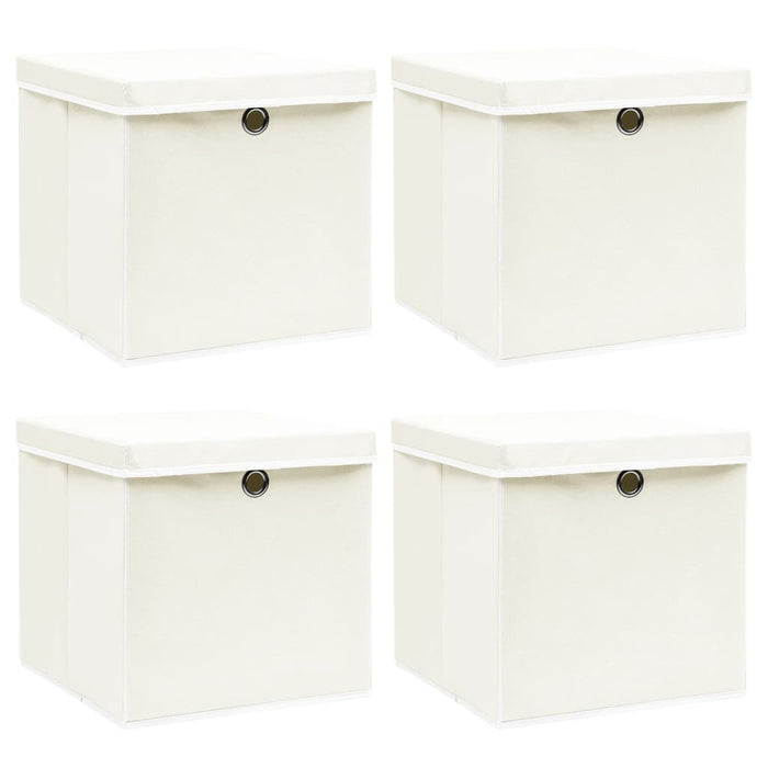 Scatole con Coperchi 4 pz Bianche 32x32x32 cm in Tessuto cod mxl 42952