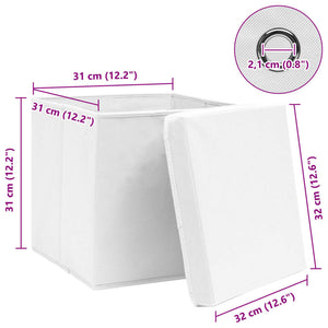 Scatole con Coperchi 10pz Bianche 32x32x32 cm Tessuto 288352