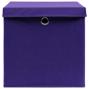 Scatole Portaoggetti con Coperchi 4pz Viola 32x32x32cm Tessuto 288354