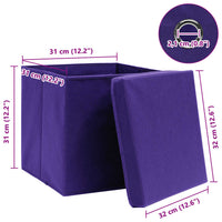 Scatole Portaoggetti con Coperchi 4pz Viola 32x32x32cm Tessuto 288354
