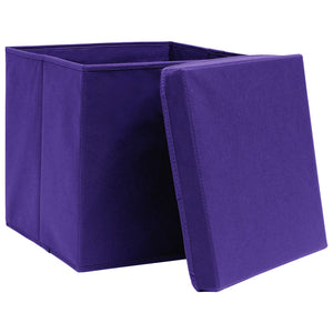 Scatole Portaoggetti con Coperchi 10pz Viola 32x32x32cm Tessuto 288356