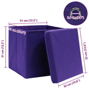 Scatole Portaoggetti con Coperchi 10pz Viola 32x32x32cm Tessuto 288356