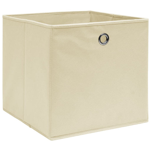 Scatole Portaoggetti con Coperchi 4pz Crema 32x32x32 cm Tessuto 288357