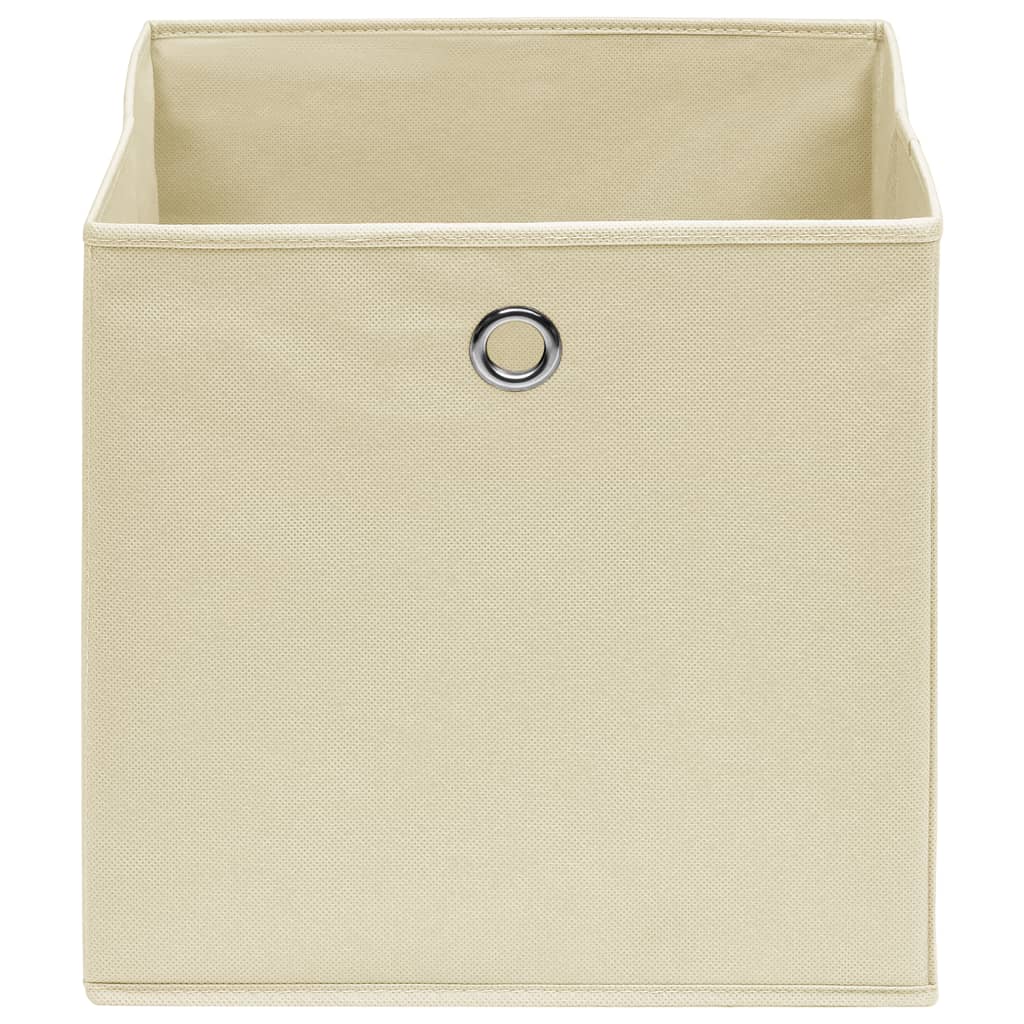 Scatole Portaoggetti con Coperchi 4pz Crema 32x32x32 cm Tessuto 288357