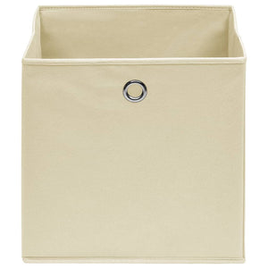 Scatole Portaoggetti con Coperchi 4pz Crema 32x32x32 cm Tessuto 288357