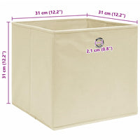 Scatole Portaoggetti con Coperchi 4pz Crema 32x32x32 cm Tessuto 288357