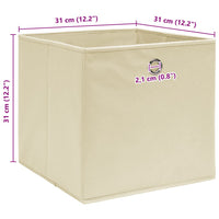Scatole Portaoggetti con Coperchi 10pz Crema 32x32x32cm Tessuto 288359