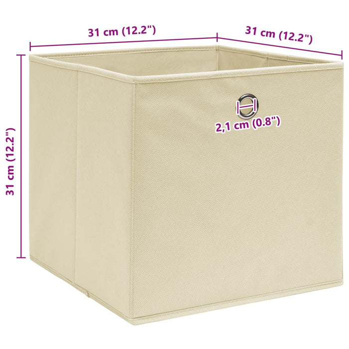 Scatole Portaoggetti con Coperchi 10pz Crema 32x32x32cm Tessuto 288359