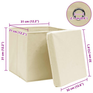Scatole con Coperchi 10 pz Crema 32x32x32 cm in Tessuto cod mxl 47626
