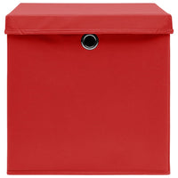 Scatole con Coperchi 10 pz Rosse 32x32x32 cm in Tessuto