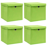 Scatole con Coperchi 4 pz Verdi 32x32x32 cm in Tessuto cod mxl 49301