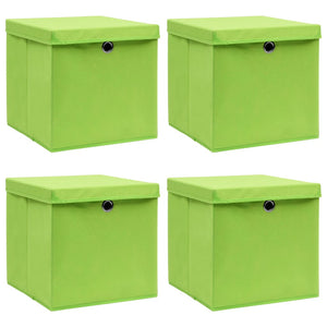 Scatole con Coperchi 4 pz Verdi 32x32x32 cm in Tessuto cod mxl 49301