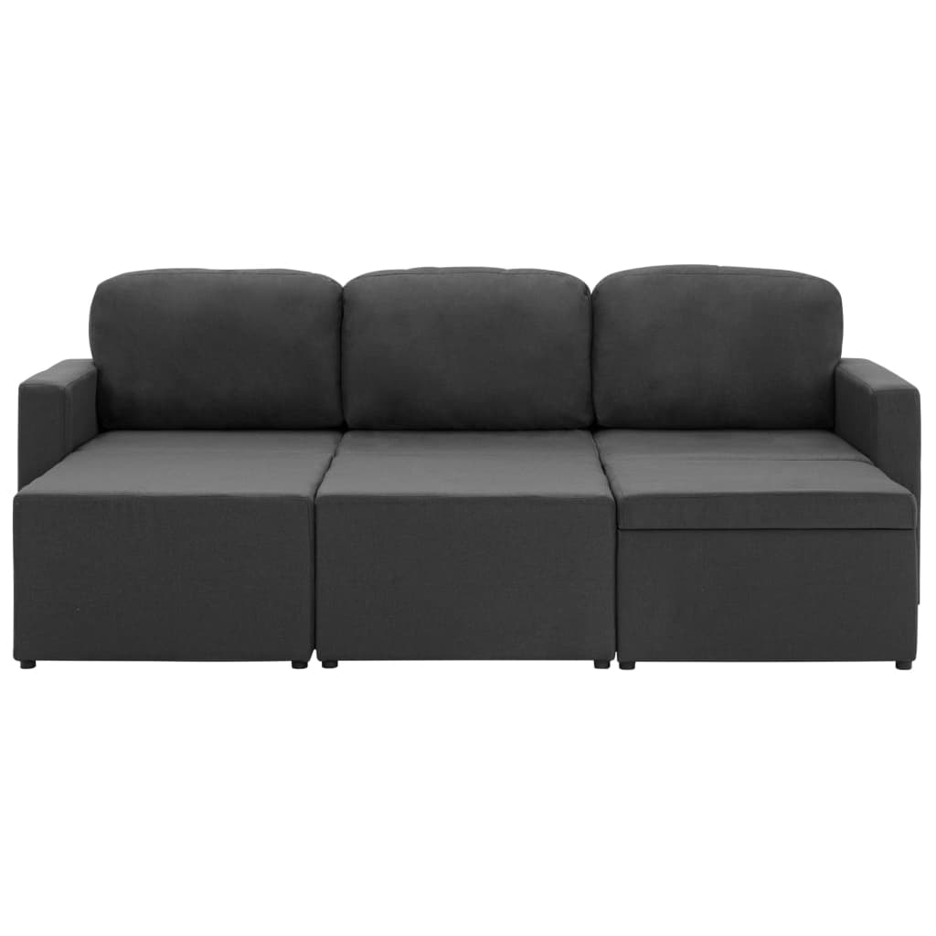 Divano Letto Modulare a 3 Posti Grigio Scuro in Tessuto 288784