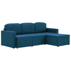Divano Letto Modulare a 3 Posti Blu in Tessuto 288787