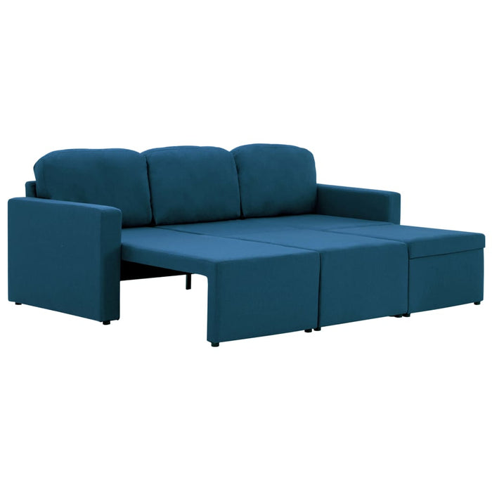 Divano Letto Modulare a 3 Posti Blu in Tessuto 288787