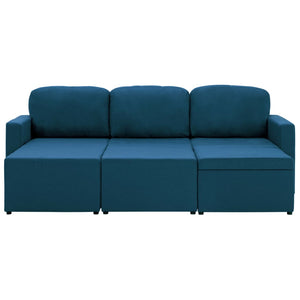 Divano Letto Modulare a 3 Posti Blu in Tessuto 288787
