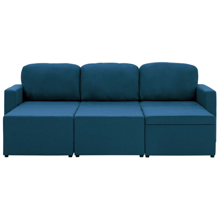 Divano Letto Modulare a 3 Posti Blu in Tessuto 288787