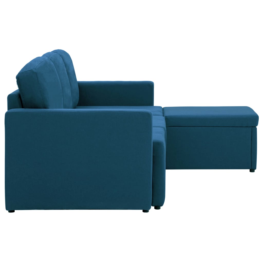 Divano Letto Modulare a 3 Posti Blu in Tessuto  cod mxl 24747