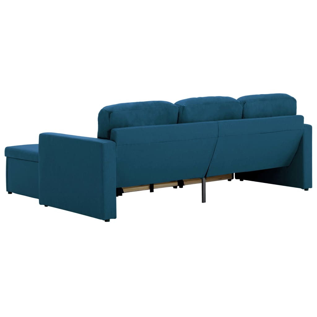 Divano Letto Modulare a 3 Posti Blu in Tessuto  cod mxl 24747