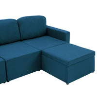 Divano Letto Modulare a 3 Posti Blu in Tessuto 288787