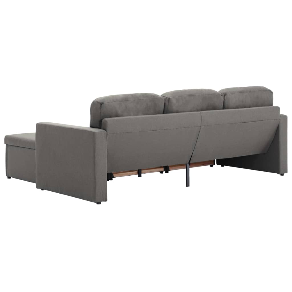 Divano Letto Modulare a 3 Posti Grigio Talpa in Tessuto  cod mxl 23530
