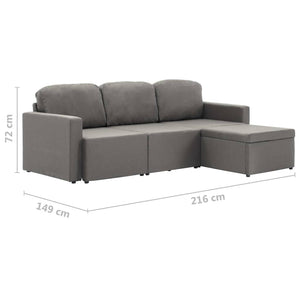 Divano Letto Modulare a 3 Posti Grigio Talpa in Tessuto  cod mxl 23530