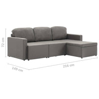 Divano Letto Modulare a 3 Posti Grigio Talpa in Tessuto 288791