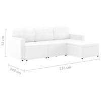 Divano Letto Modulare a 3 Posti Bianco in Similpelle