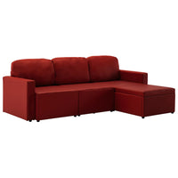Divano Letto Modulare a 3 Posti Rosso Vino in Similpelle 288797