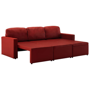 Divano Letto Modulare a 3 Posti Rosso Vino in Similpelle cod mxl 20682