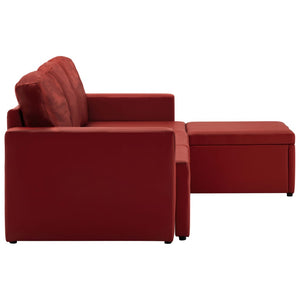 Divano Letto Modulare a 3 Posti Rosso Vino in Similpelle cod mxl 20682