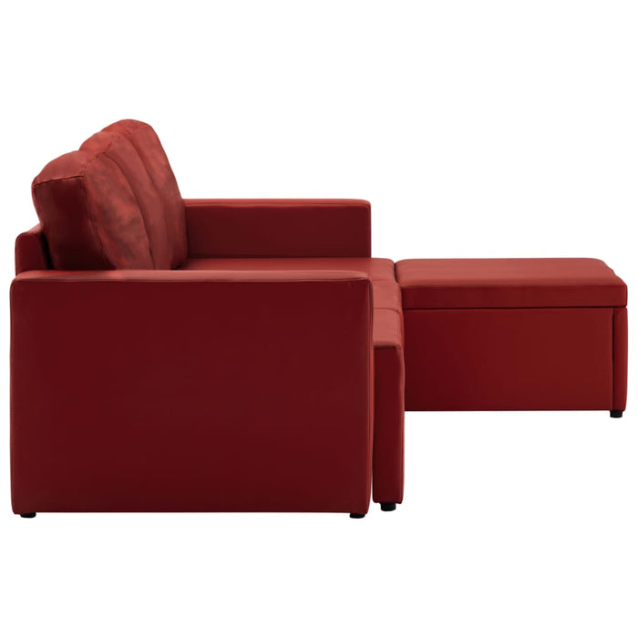 Divano Letto Modulare a 3 Posti Rosso Vino in Similpelle cod mxl 20682