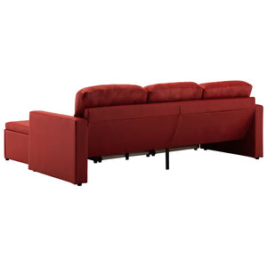 Divano Letto Modulare a 3 Posti Rosso Vino in Similpelle 288797