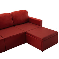 Divano Letto Modulare a 3 Posti Rosso Vino in Similpelle 288797