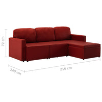 Divano Letto Modulare a 3 Posti Rosso Vino in Similpelle cod mxl 20682