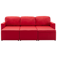 Divano Letto Modulare a 3 Posti Rosso in Similpelle 288798