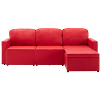 Divano Letto Modulare a 3 Posti Rosso in Similpelle 288798