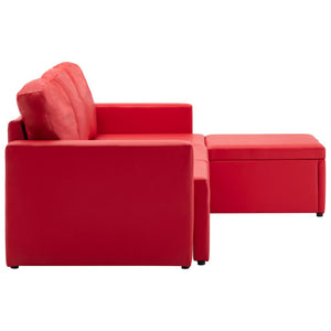 Divano Letto Modulare a 3 Posti Rosso in Similpelle cod mxl 24806