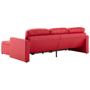 Divano Letto Modulare a 3 Posti Rosso in Similpelle 288798